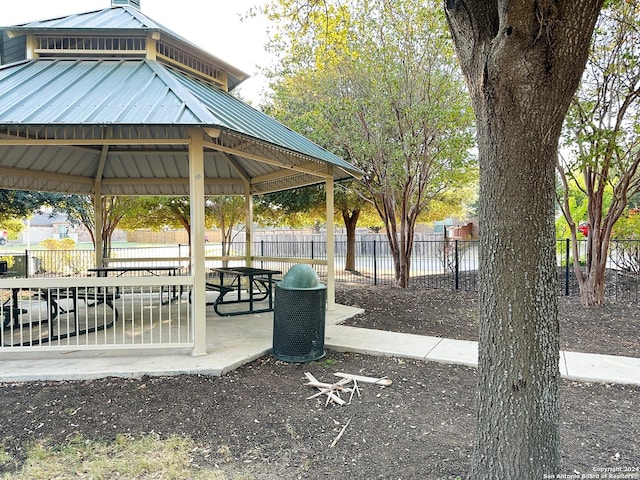 view of community with a gazebo and a patio