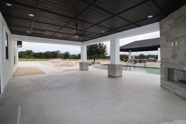 view of patio / terrace featuring ceiling fan