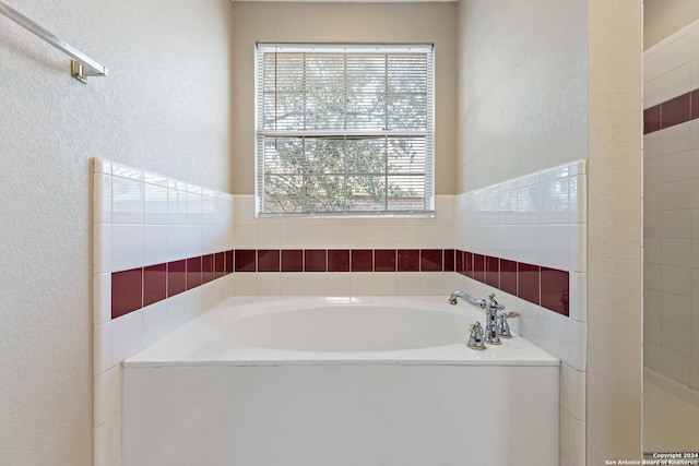 bathroom with plenty of natural light and a bath