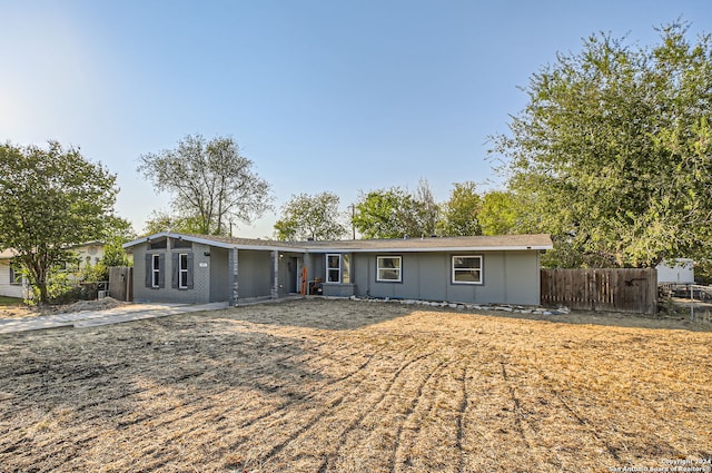 ranch-style house with a patio