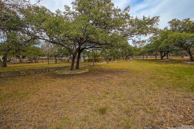 view of yard with a rural view