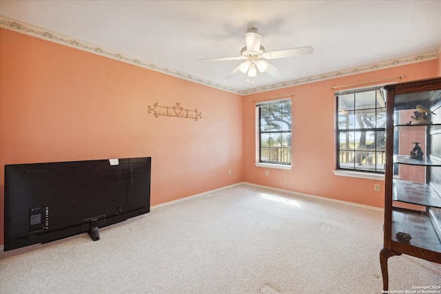 interior space featuring ceiling fan