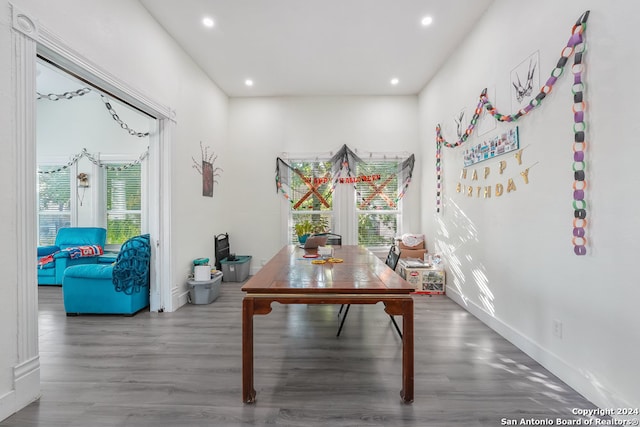 dining area featuring hardwood / wood-style flooring