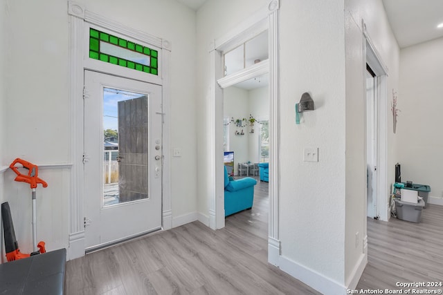 entrance foyer with light hardwood / wood-style flooring