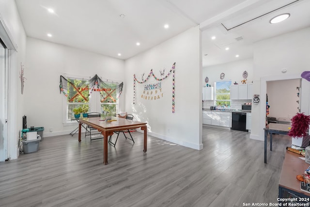 interior space with hardwood / wood-style floors