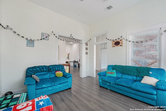 living room with wood-type flooring