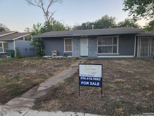 view of single story home