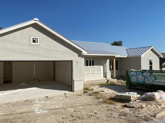 exterior space featuring a garage