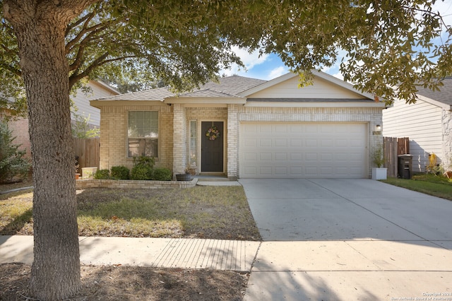 single story home with a garage