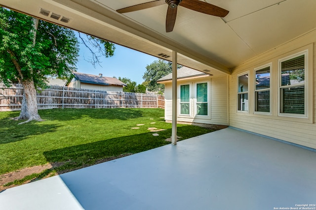 view of patio / terrace with ceiling fan