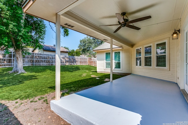 view of patio / terrace with ceiling fan