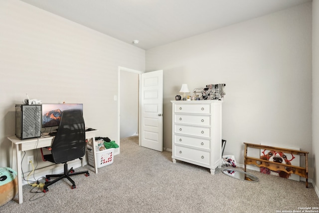 view of carpeted home office