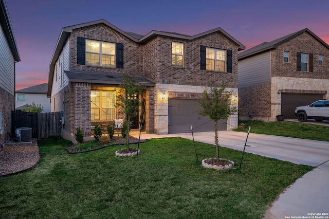 232 Wickersham, Boerne, TX 78015 - traditional-style house with fence, brick siding, a garage, a front yard, and concrete driveway