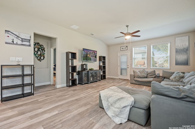 232 Wickersham, Boerne, TX 78015 - living area featuring light wood-type flooring, a ceiling fan, and baseboards