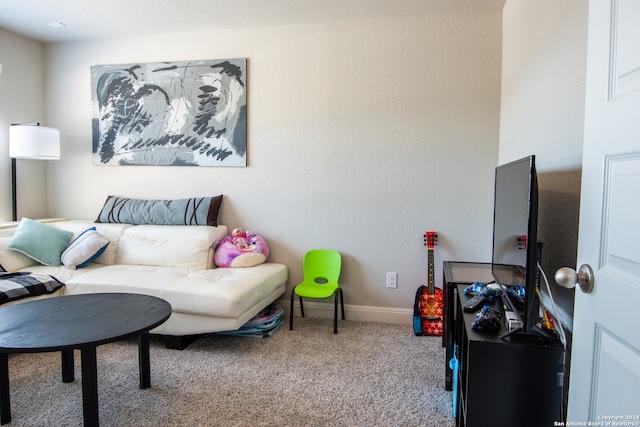 living room with light carpet