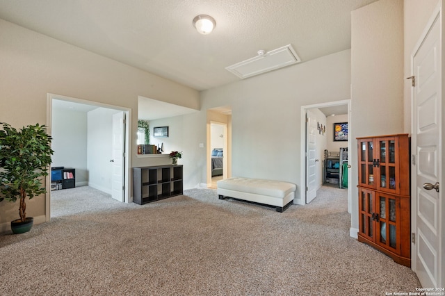 232 Wickersham, Boerne, TX 78015 - carpeted living room with baseboards and attic access
