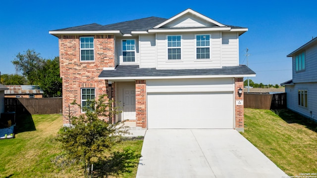 front of property with a garage and a front yard