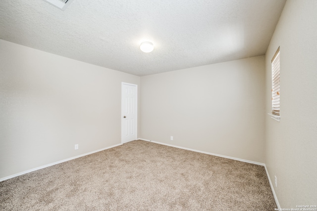 spare room featuring a textured ceiling and carpet flooring