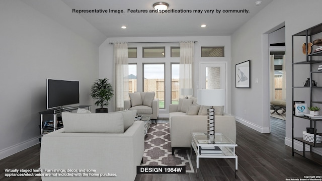 living room featuring dark hardwood / wood-style flooring