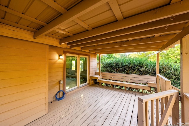 wooden terrace with french doors