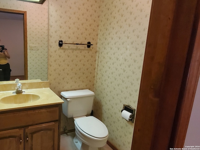 bathroom with toilet and vanity