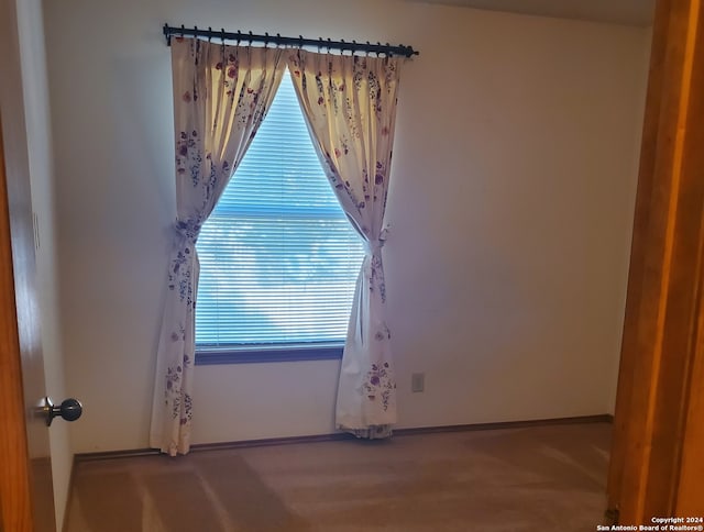 unfurnished room with light carpet