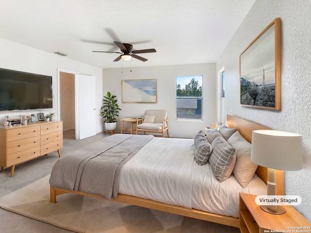 bedroom with carpet and ceiling fan