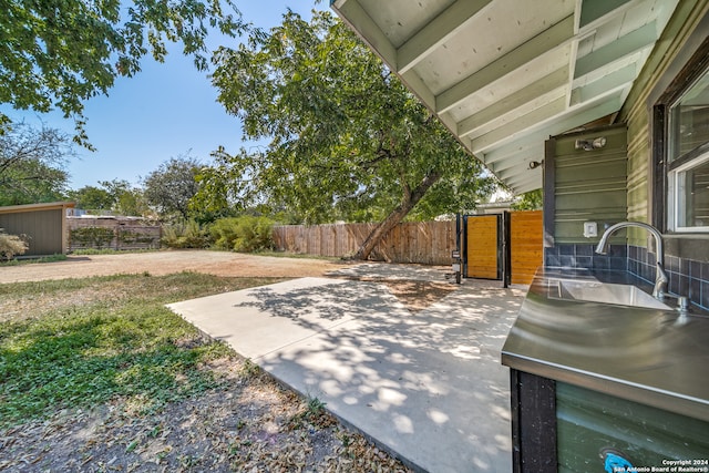 view of patio with sink