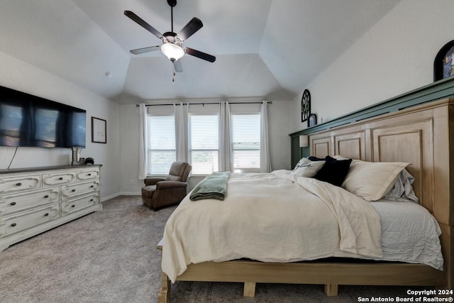 4815 Isaac Ryan, San Antonio, TX 78253 - bedroom featuring a ceiling fan, carpet, and vaulted ceiling