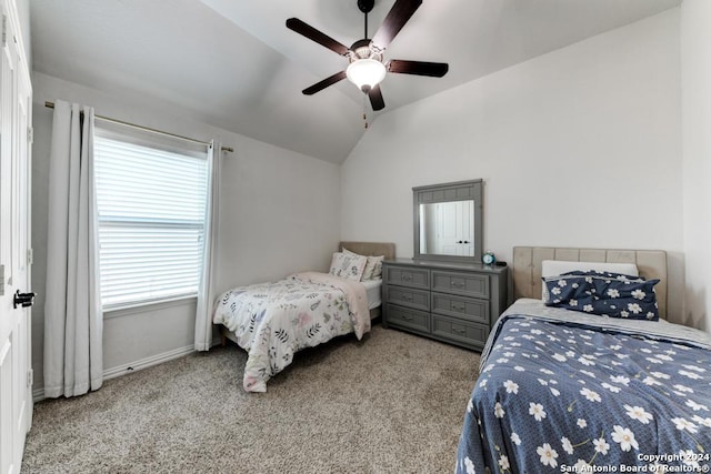 4815 Isaac Ryan, San Antonio, TX 78253 - carpeted bedroom featuring baseboards, a ceiling fan, and vaulted ceiling