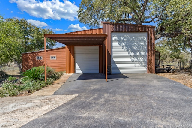 garage with wooden walls