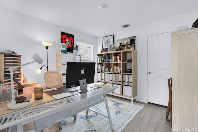 office space featuring hardwood / wood-style flooring