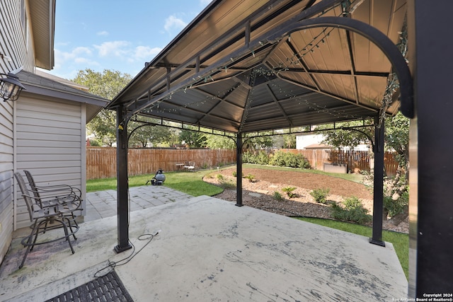 view of patio / terrace featuring a gazebo