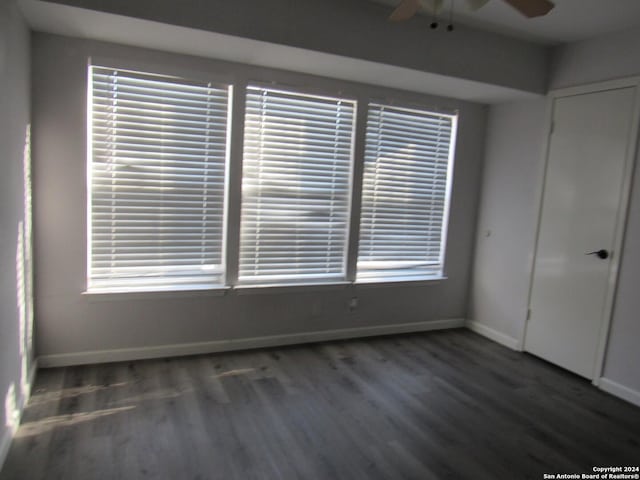 7731 Clear Ridge Dr, San Antonio, TX 78239 - empty room featuring ceiling fan, baseboards, and wood finished floors