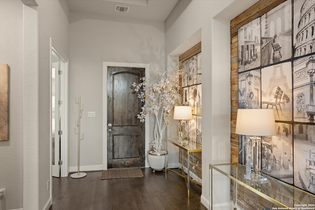 corridor featuring dark hardwood / wood-style floors