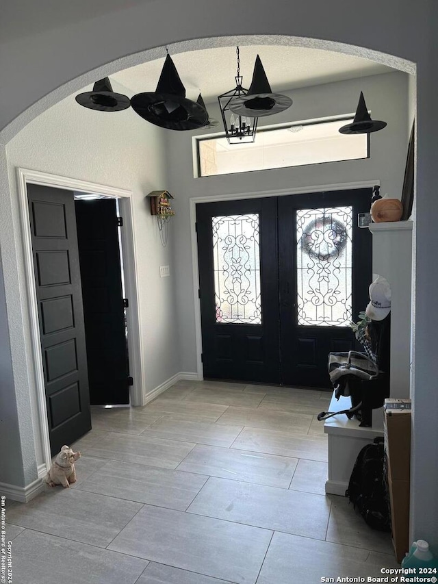 foyer featuring french doors