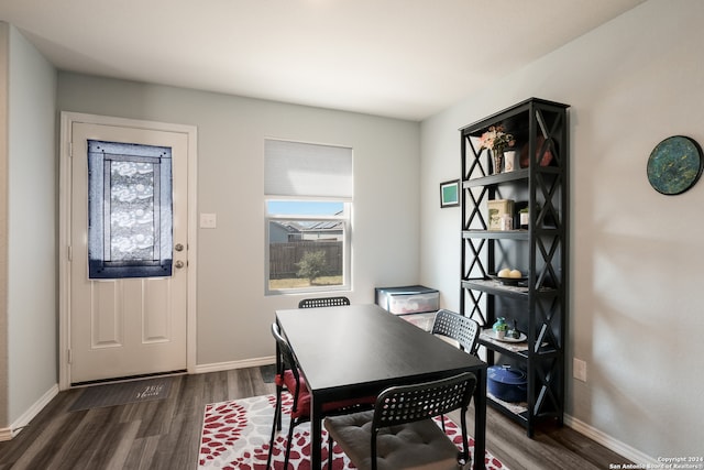 office area featuring dark wood-type flooring