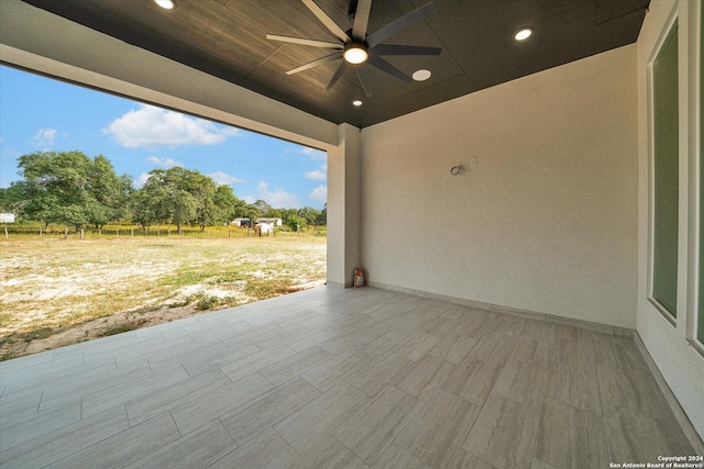 view of patio with ceiling fan