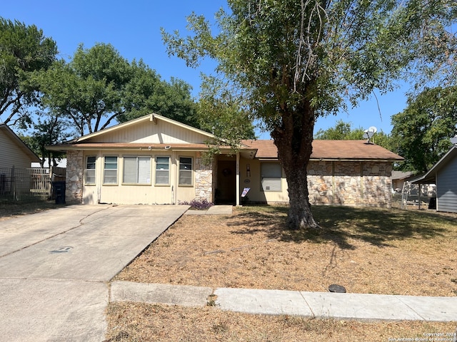 view of single story home