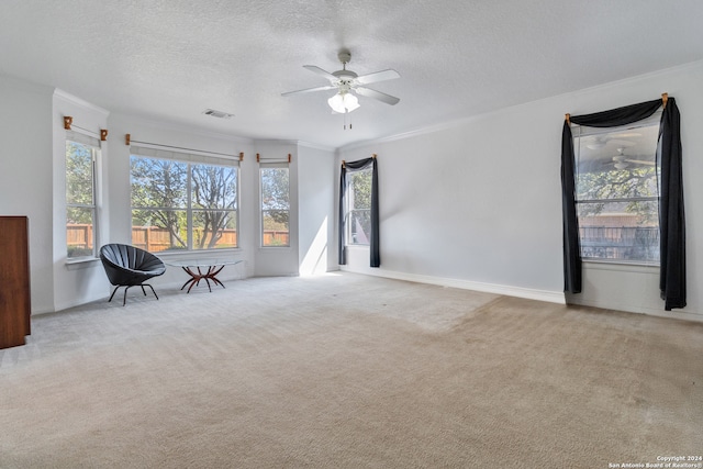 unfurnished room featuring a wealth of natural light and light colored carpet