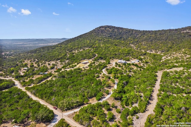 birds eye view of property with a mountain view