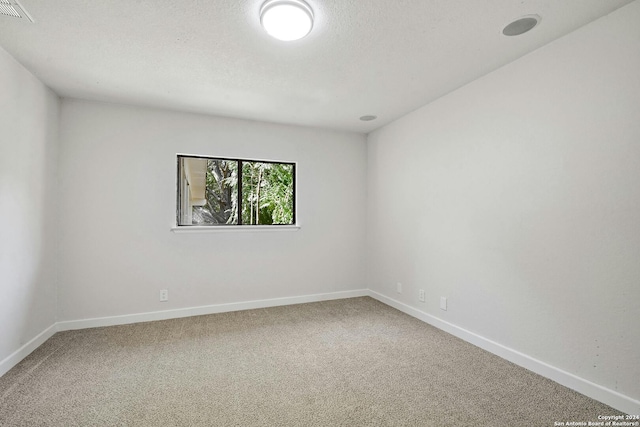 unfurnished room with carpet flooring and a textured ceiling