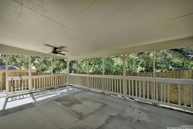 view of patio featuring ceiling fan