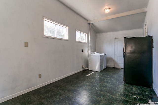 clothes washing area with washer and dryer