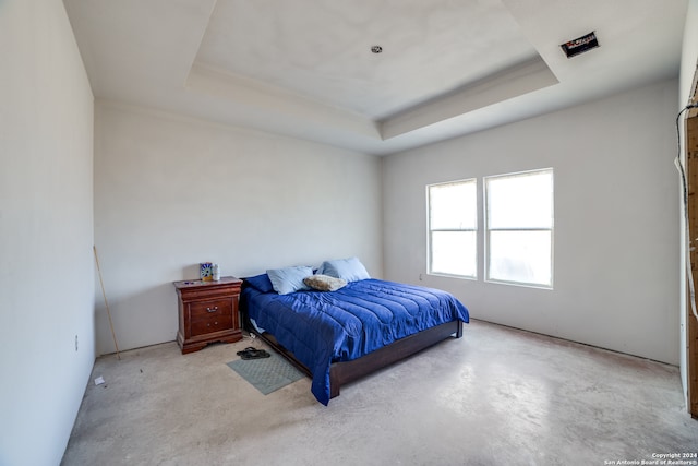 bedroom featuring a raised ceiling