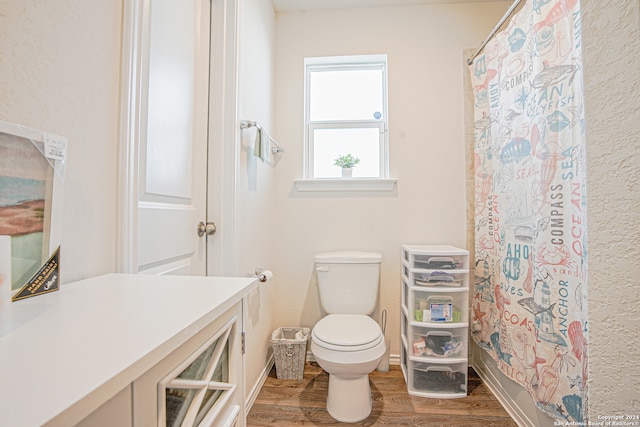 bathroom featuring hardwood / wood-style floors and toilet