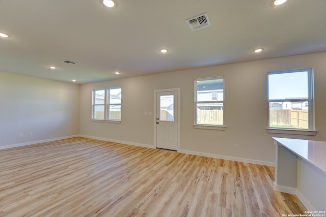 interior space with light hardwood / wood-style flooring