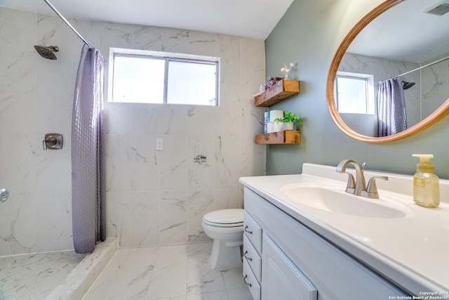 150 S Fisher Ln, Poteet, TX 78065 - full bath with a shower with curtain, visible vents, marble finish floor, and vanity