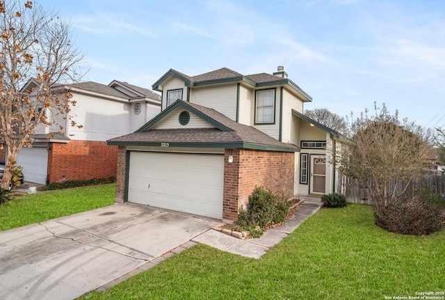 front of property featuring a garage and a front lawn