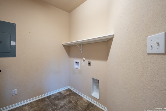 laundry area featuring hookup for an electric dryer, electric panel, and washer hookup